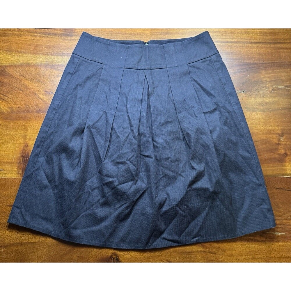 Vince Navy Blue Pleated Skirt Size 6 Cotton Blend A-Line Above Knee Workwear